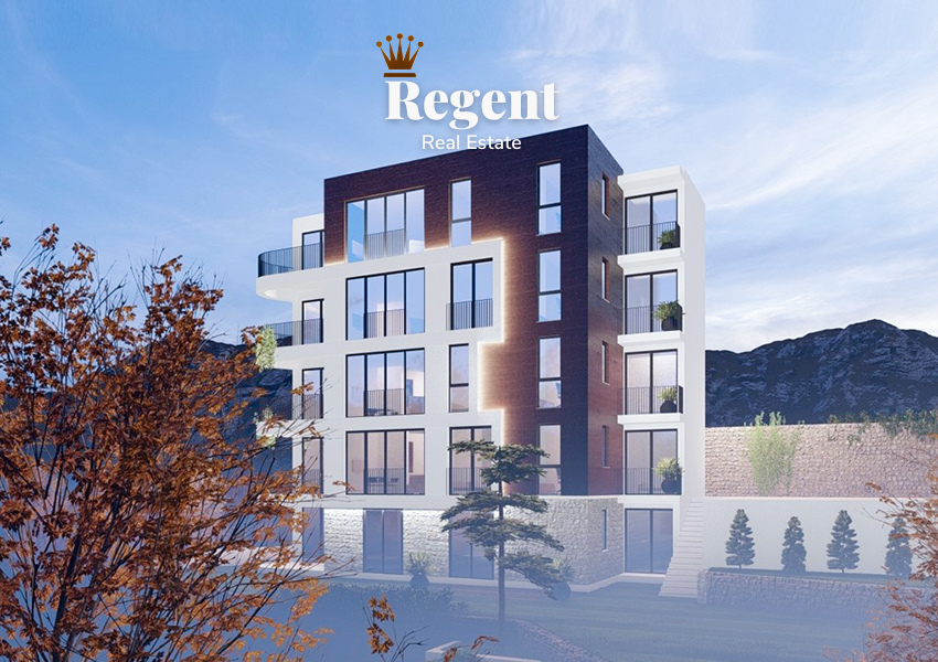Land for sale, 3d render of a building with logo of Regent Real Estate. Agencija za nekretnine